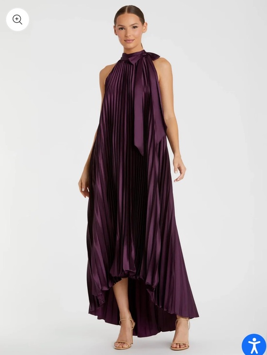 Mac Duggal Dresses & Skirts - NWT MAC DUGGAL Purple Pleated Satin Halter Neck High Low Gown - Size 16